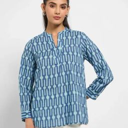 Akkriti by Pantaloons Deja Vu Blue Printed Tunic-image-68