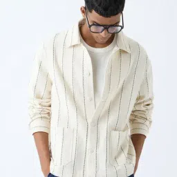 ETA by Westside Off-White Striped Relaxed-Fit Cotton Shirt-picture-0