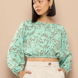 her by invictus Floral Print Blouson Crop Top-image-21