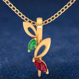 P.C. Chandra Jewellers 22KT Yellow Gold Stone Leaves Pendant (Without Chain) for Women & Girls-image-27