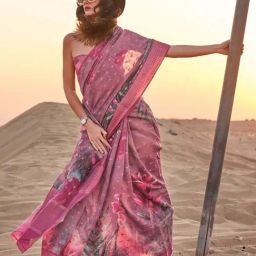 Odette Pink Floral Printed Saree-image-79