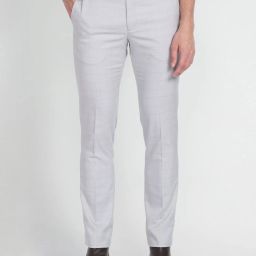 Arrow Grey Regular Fit Self Pattern Trousers image 1