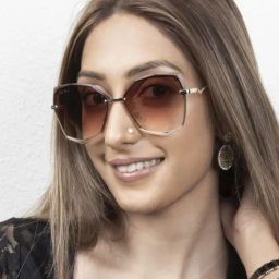 Ted Smith TS-DIAMONTY_BRN Brown Gradient Beveled Sunglasses-28