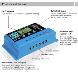 amiciSmart Solar Charge Controller 10A, Intelligent Battery Regulator for Solar Panel LCD Display image 5