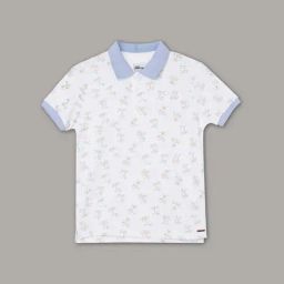 Fame Forever by Lifestyle Kids White & Blue Cotton Printed Polo T-Shirt-image-21