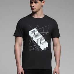 Jack & Jones Black Cotton Regular Fit Printed T-Shirt-image-42