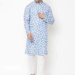 Hangup Men Blue Printed Kurta with Pyjamas-22