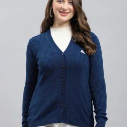 Monte Carlo Blue Regular Fit Self Pattern Cardigan-31
