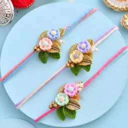 Aapno Rajasthan Multi Floral Set of 3 Rakhi image 1