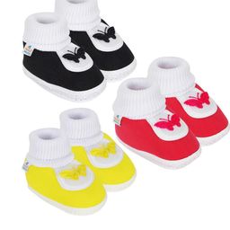 NESKA MODA 12 To 18 Months Non Slip Infants Pack of 3 Pair Cotton Butterfly Baby Booties-picture-7