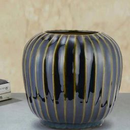 Fabindia Coromandel Black Ceramic Small Glazed Vase-image-88