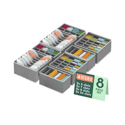 Aura Grey Set of 6 Reusable Drawer Organiser Organisers-36