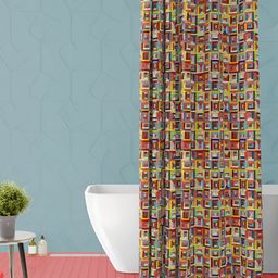 ArtzFolio Yellow & Red Printed Waterproof Shower Curtain-3