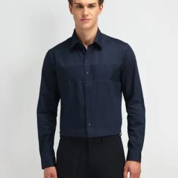 Arrow New York Navy Cotton Slim Fit Striped Shirt-picture-11
