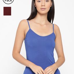 Lady Lyka Women Pack of 2 Solid Adjustable Straps Camisoles CAMI-04-BLU-MRN-picture-6