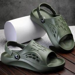 Asian Men's Olive Back Strap Clogs-picture-38