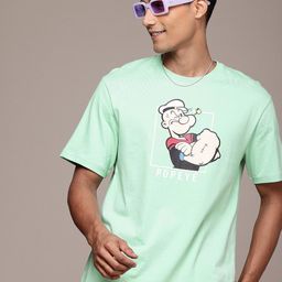 WROGN X POPEYE Printed Comfort Fit Drop-Shoulder Sleeves Pure Cotton T-shirt-image-15
