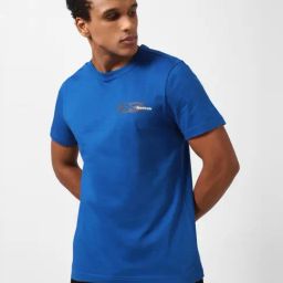 Reebok Blue Cotton Slim Fit Logo Printed Sports T-Shirt-image-67