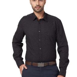 Parx Black Cotton Slim Fit Printed Shirt-image-41