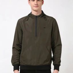 Peter England Olive Regular Fit Hooded Jacket-image-38