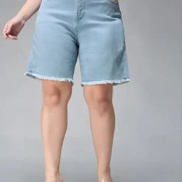 Miss Chase A+ Blue Denim Regular Fit Shorts-image-27