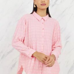 Styli Pink Chequered Shirt-image-28