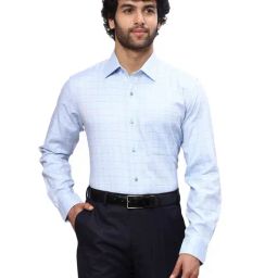 Raymond Blue Slim Fit Checks Shirts-image-36