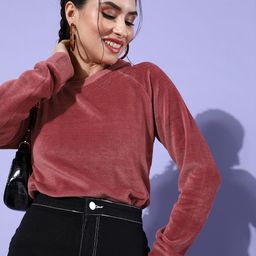 Tokyo Talkies Women Rose Solid Sweatshirt-image-64