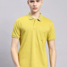 Monte Carlo Mustard Cotton Regular Fit Polo T-Shirt-image-39