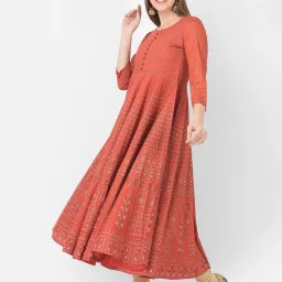 Span Rust Printed Anarkali Kurta image 3