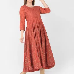 Span Rust Printed Anarkali Kurta image 4