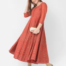Span Rust Printed Anarkali Kurta image 5