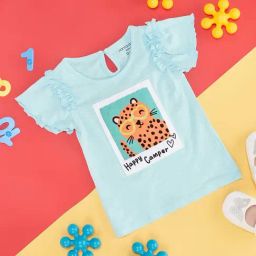 Pantaloons Baby Blue Cotton Printed T-Shirt-image-73
