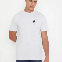 RIVOLTA White Melange Slim Fit Cotton Crew T-Shirt-picture-3
