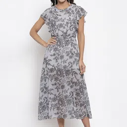 Gipsy Women White & Black Printed Fit and Flare Dress-image-62