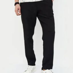 Code by Lifestyle Black Regular Fit Flat Front Trousers-image-7