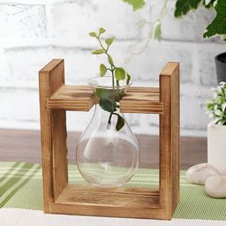 Aura White & Brown Wooden & Glass Vase-image-18