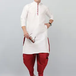 LEMONX Men Regular Dupion Silk Kurta with Dhoti Pants-picture-1