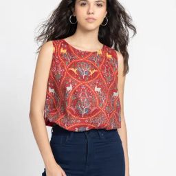 SHAYE Red Printed Top-image-94
