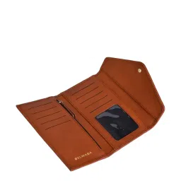 BELWABA Tan Color Block Tri-Fold Wallet for Women image 4