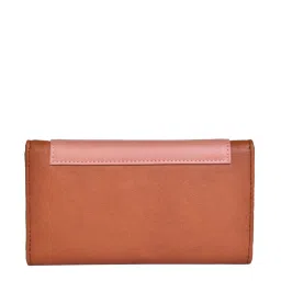 BELWABA Tan Color Block Tri-Fold Wallet for Women image 3