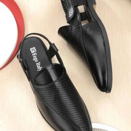 Eego Italy Men's Black Back Strap Sandals-22