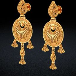 Joyalukkas 22k Enchanted Golden Chand Bali Earrings for Women & Girls-2
