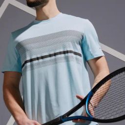 Artengo By Decathlon Ice Blue Slim Fit Printed Sports T-Shirt-40