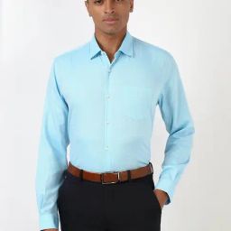 Peter England Blue Regular Fit Texture Shirt-image-76