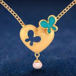 P.C. Chandra Jewellers 18KT Yellow Gold Heart-shaped Necklace With Butterflies for Women and Girls-image-39