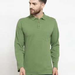 Kalt Men Full Sleeves Cotton Blend Polo Neck T-shirt-image-53