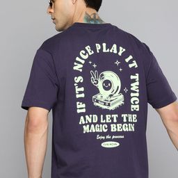Flying Machine Unisex Typography Printed Drop-Shoulder Sleeves Pure Cotton T-shirt-image-7