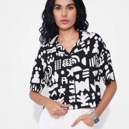People By Pantaloons Jet Black Regular Fit Printed Shirt-picture-49
