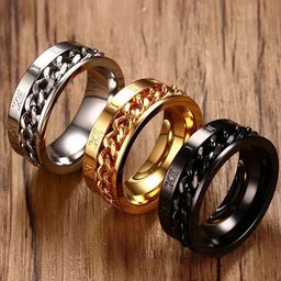 MEENAZ Men Set Of 3 Gold-plated & Silver-plated Band Rings-5